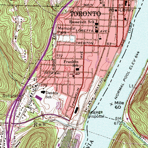 Topographic Map of First Baptist Church, OH