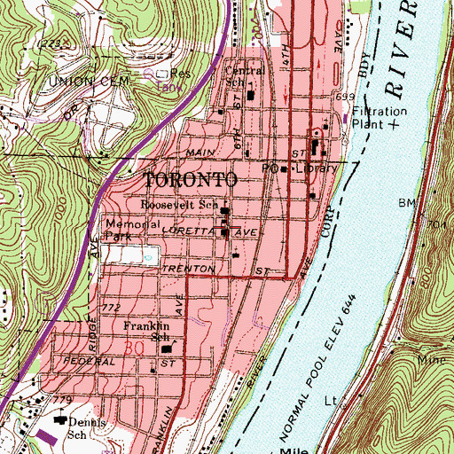 Topographic Map of Saint Francis Church, OH