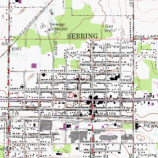 Topographic Map of Sebring Presbyterian Church, OH