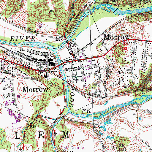 Topographic Map of Morrow Church of the Nazarene, OH