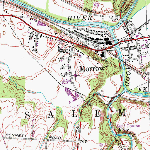 Topographic Map of Morrow United Methodist Church, OH