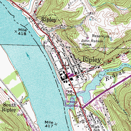 Topographic Map of Centenary Methodist Church, OH