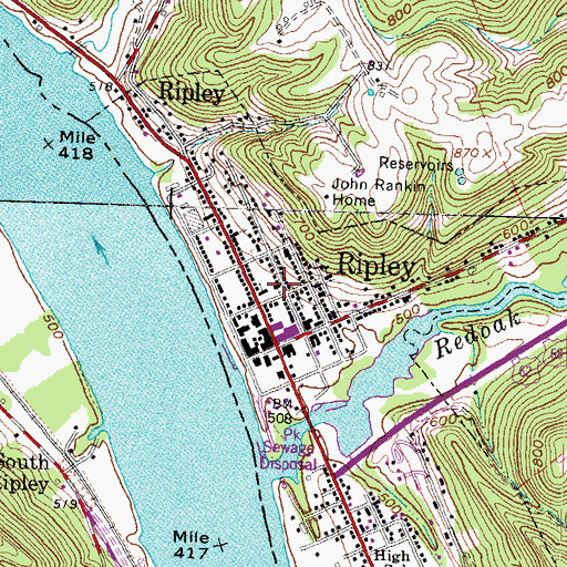 Topographic Map of Church of Christ, OH