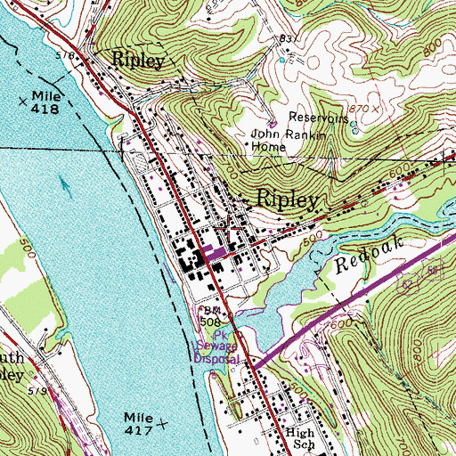 Topographic Map of First Baptist Church, OH