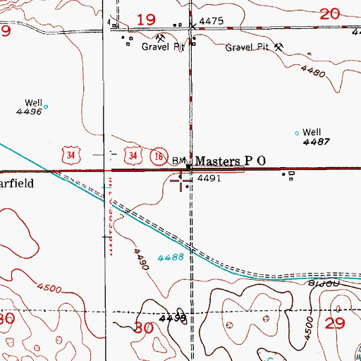 Topographic Map of Masters Post Office, CO