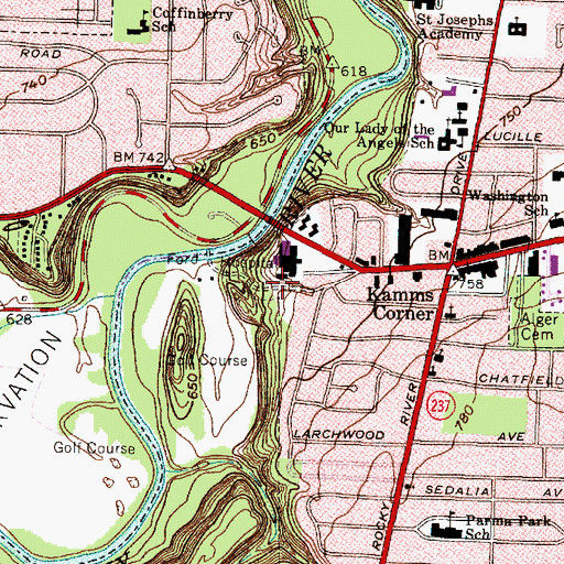 Topographic Map of Codrington Hall, OH