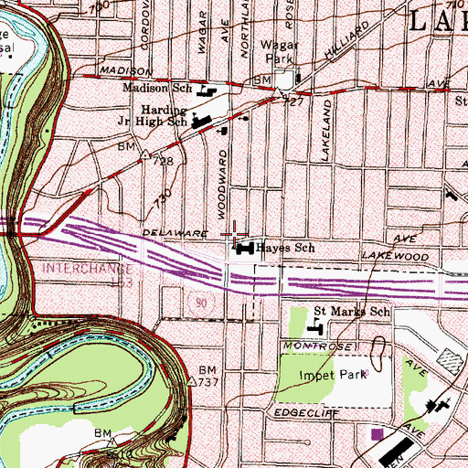 Topographic Map of Reorganized Church of Jesus Christ of Latter Day Saints, OH