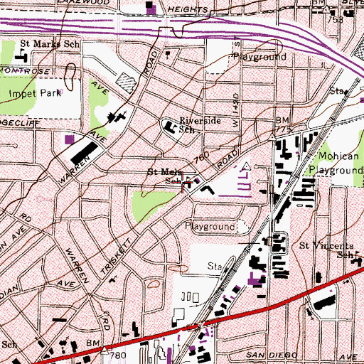 Topographic Map of Saint Mel Convent, OH