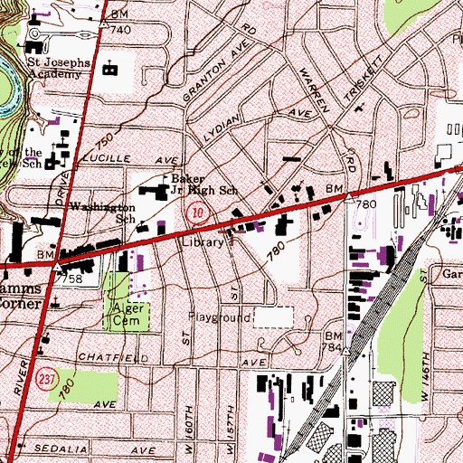 Topographic Map of West Park Branch Cleveland Public Library, OH