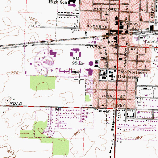 Topographic Map of Freed Center for the Performing Arts, OH