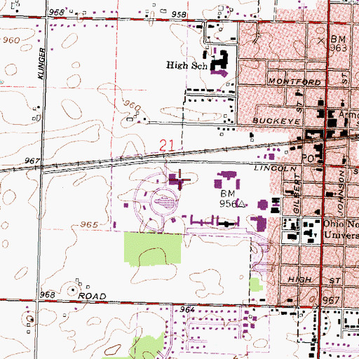 Topographic Map of King-Horn Center, OH
