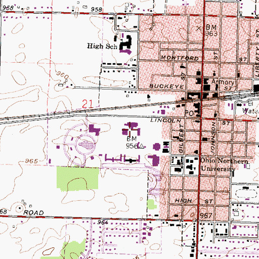 Topographic Map of Robert W Biggs Engineering Building, OH