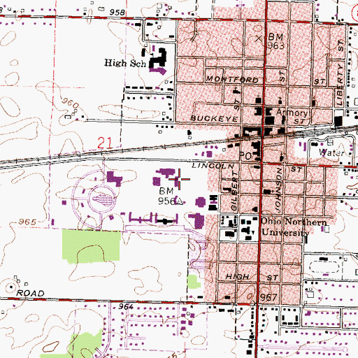 Topographic Map of Robertson-Evans Pharmacy Building, OH