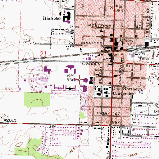Topographic Map of Wesley Center, OH