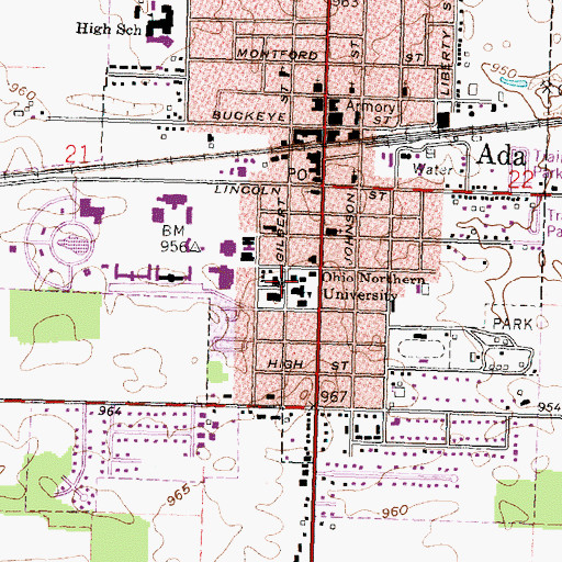 Topographic Map of Wilson Art Building, OH