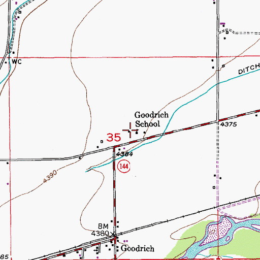 Topographic Map of Goodrich School, CO
