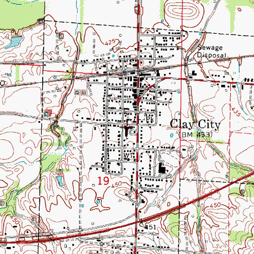 Topographic Map of Clay City Elementary School, IL