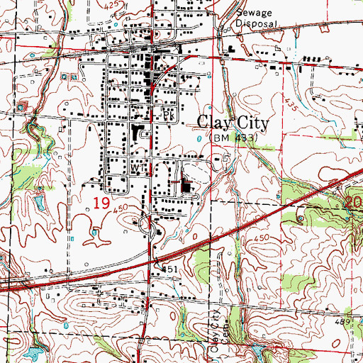 Topographic Map of Clay City High School, IL