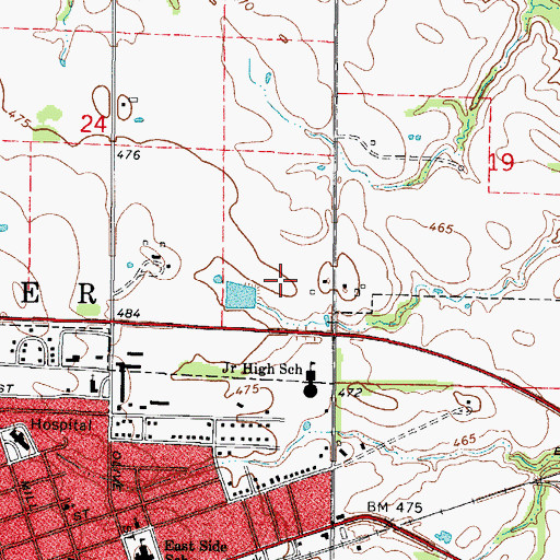 Topographic Map of Clay County Hospital, IL