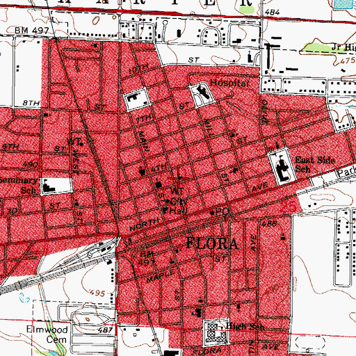 Topographic Map of First Baptist Church, IL