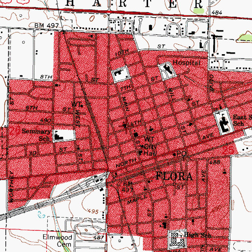 Topographic Map of First Christian Church, IL