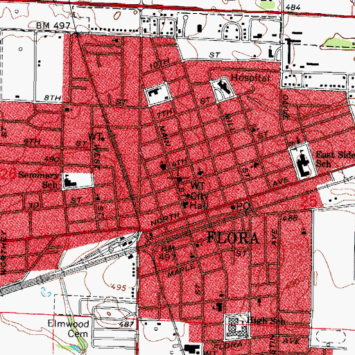 Topographic Map of First United Methodist Church, IL