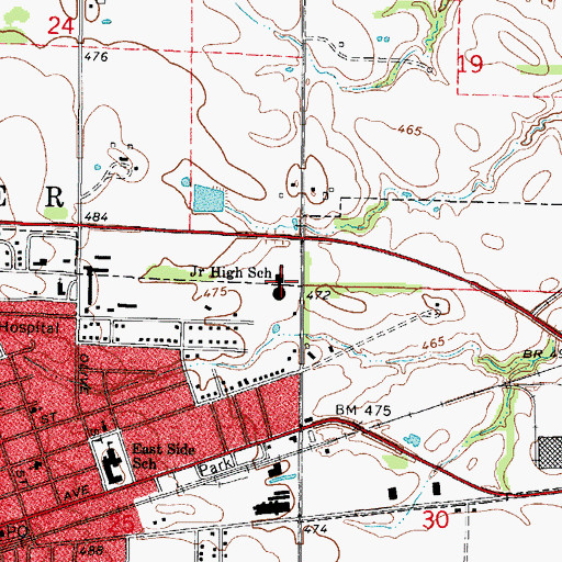 Topographic Map of Floyd Henson Junior High School, IL