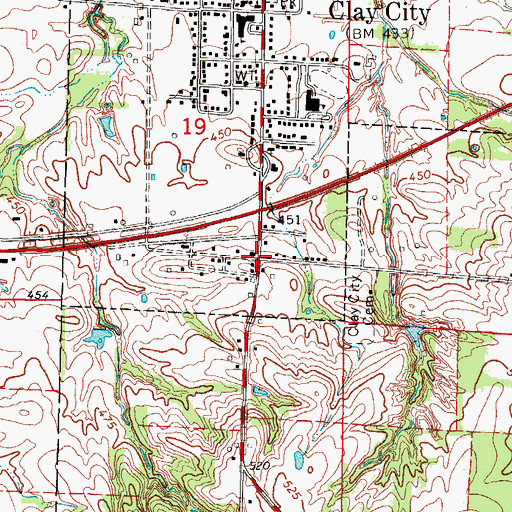Topographic Map of Maysville, IL