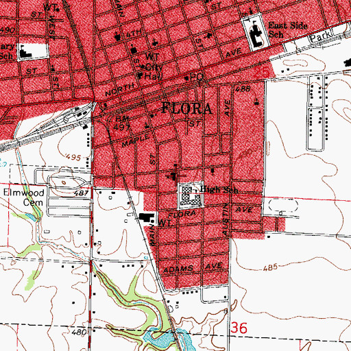 Topographic Map of Washington School, IL