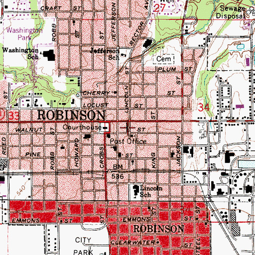 Topographic Map of First Christian Church, IL