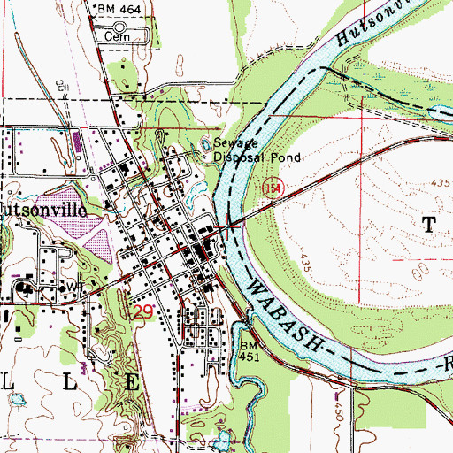 Topographic Map of Hutsonville Bridge, IL