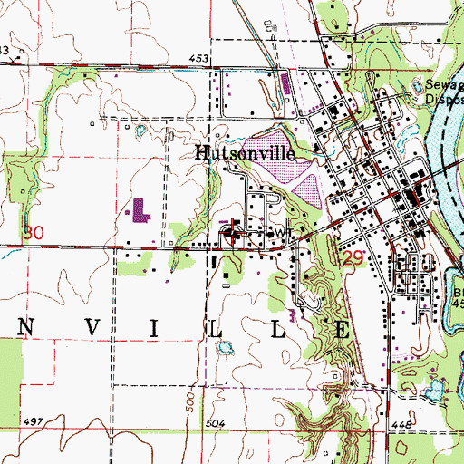 Topographic Map of Hutsonville High School, IL