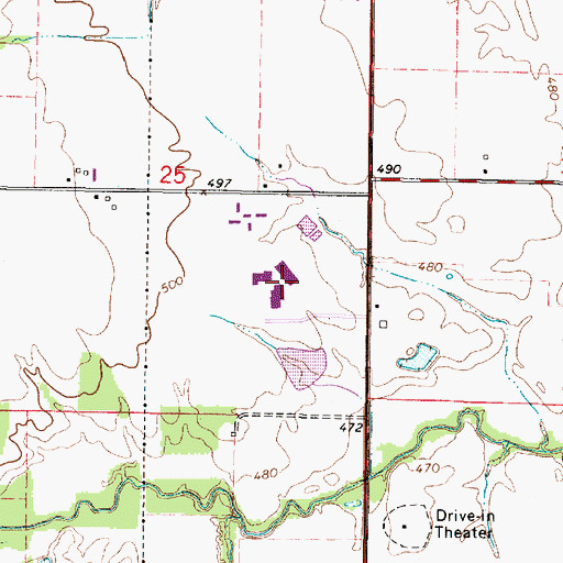 Topographic Map of Lincoln Trail College, IL