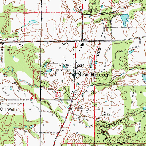 Topographic Map of New Hebron Baptist Church, IL