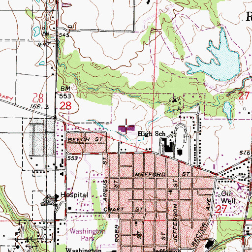 Topographic Map of Nuttall Middle School, IL