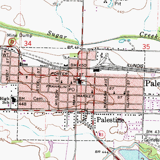 Topographic Map of Palestine Grade School, IL