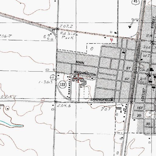 Topographic Map of Arcola High School, IL
