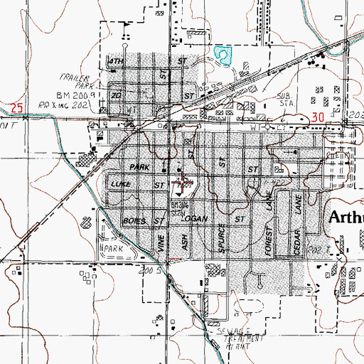Topographic Map of Arthur Elementary School, IL