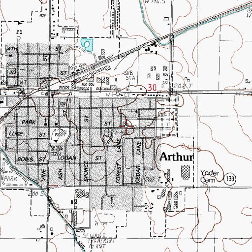 Topographic Map of Arthur Mennonite Church, IL