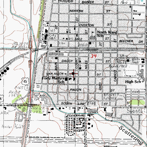 Topographic Map of Douglas County Courthouse, IL