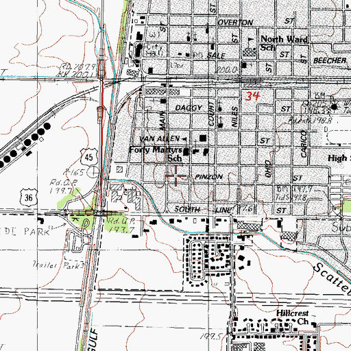 Topographic Map of Tuscola Fire Department South, IL