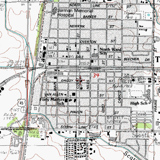 Topographic Map of First Baptist Church, IL