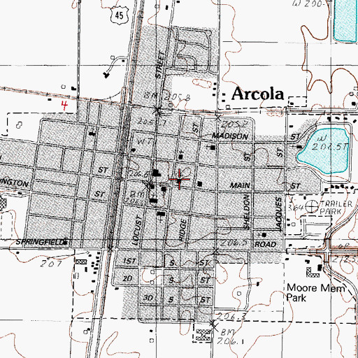 Topographic Map of First Christian Church, IL