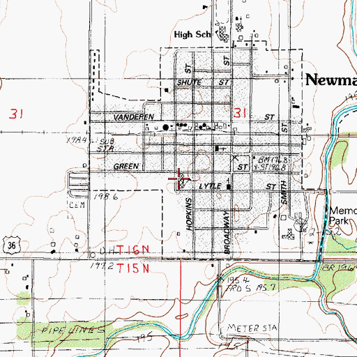 Topographic Map of Newman Grade School, IL