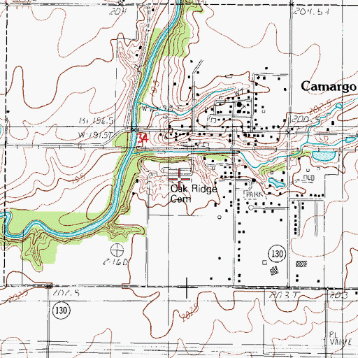 Topographic Map of Oak Ridge Cemetery, IL