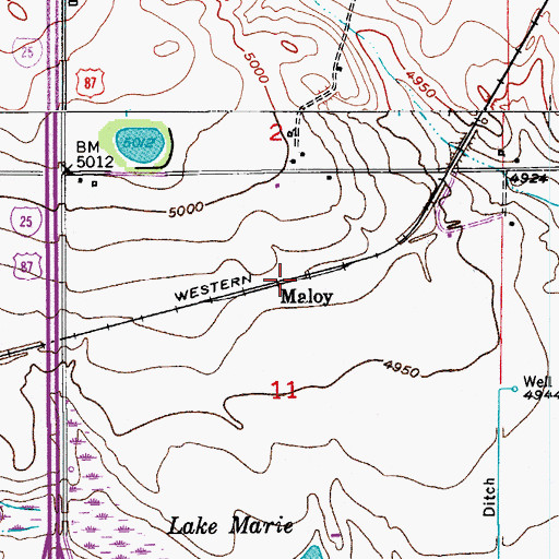 Topographic Map of Maloy, CO