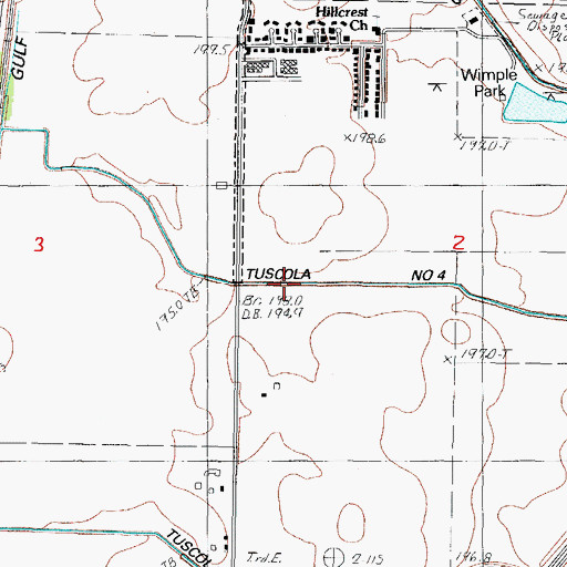 Topographic Map of Tuscola Number 4 Drain, IL
