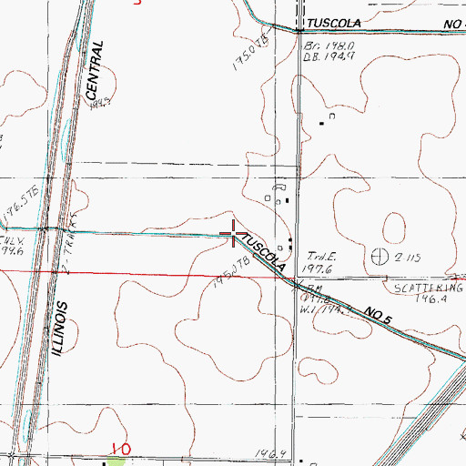Topographic Map of Tuscola Number 5 Drain, IL
