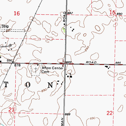 Topographic Map of Afton Center, IL