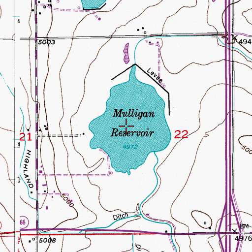 Topographic Map of Mulligan Reservoir, CO